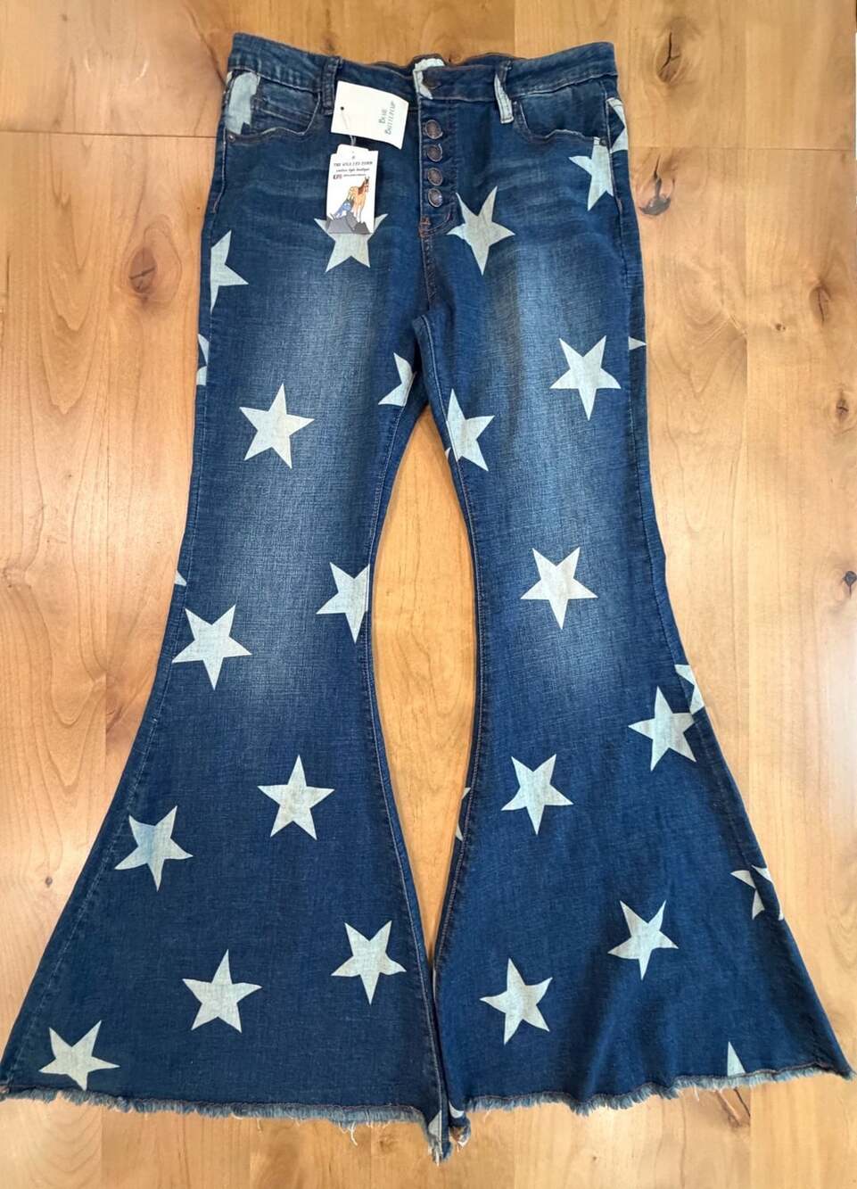 Blue Buttercup The Wild Red Dunn Star Denim Flare Jeans Large